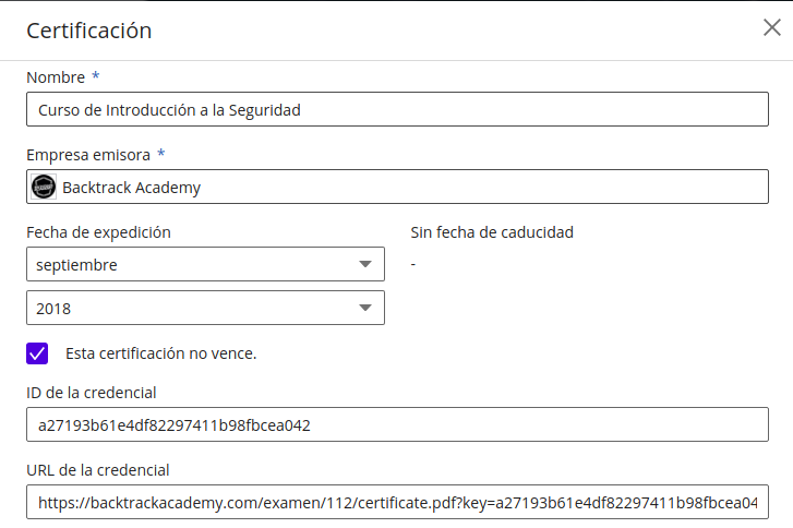 Paso 3 para agregar el certificado a LinkedIn